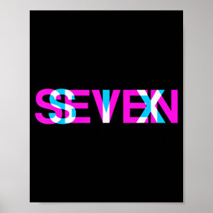 Poster Illusion d'optique Glitch Six Sept 6 7 Mème Gen Al