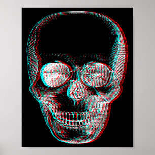 Poster Illusion d'optique Halloween Crâne de squelette
