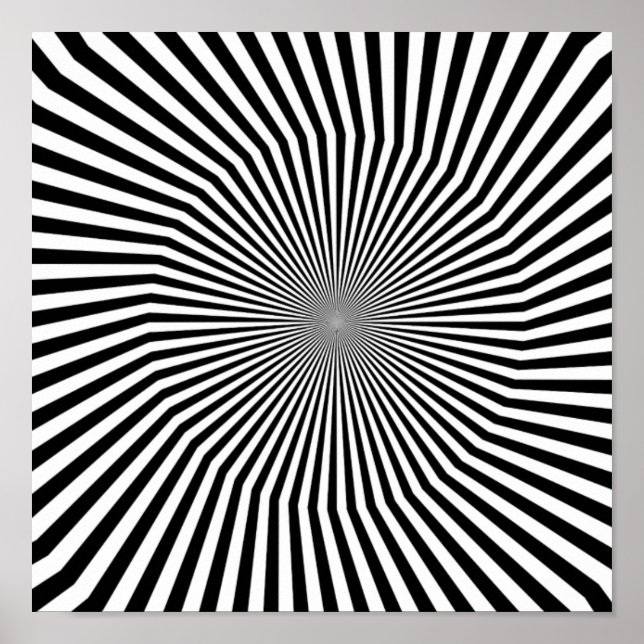 Poster Illusion d'optique tordue noire et blanche (Devant)