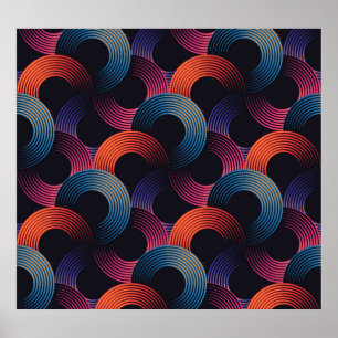 Poster Illusion optique : anneaux linéaires métalliques.