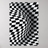 Illusion optique d'art noir blanc imprimé abstrait