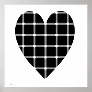 Poster Illusion optique de coeur noir et blanc