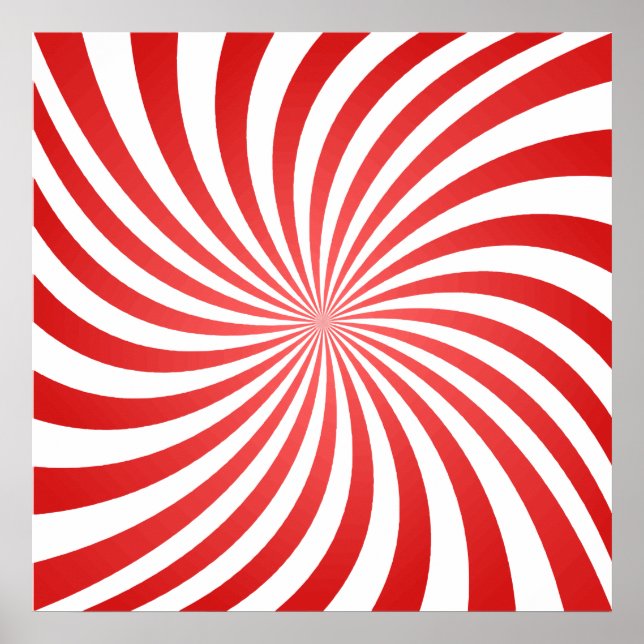 Poster Illusion optique rouge et blanche (Devant)