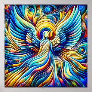 Poster Illusionnisme abstrait d'IA Ange Effet expressionn