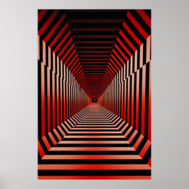 Poster Illusions hypnotiques rouges (Devant)