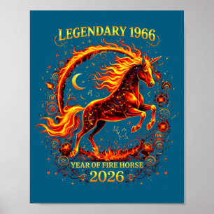 Poster Illustration 1966 Année Cheval de Feu 60e