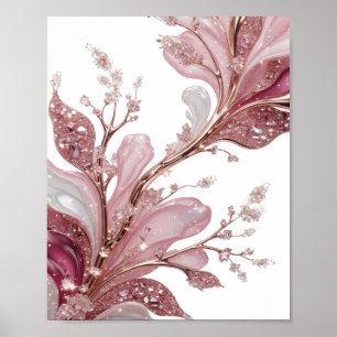 POSTER ILLUSTRATION 3D D'UN DESIGN FLORAL LUXUEUX AVEC