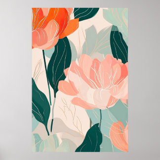 Poster Illustration Abstraite du modèle floral