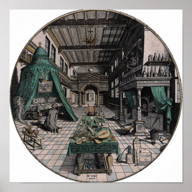 Poster Illustration alchimique vintage (Devant)