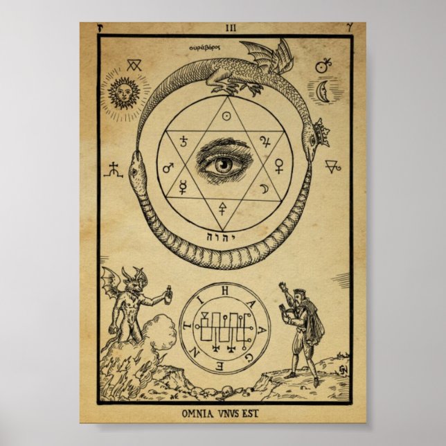 Poster Illustration alchimique vintage (Devant)