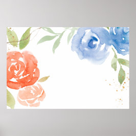 Poster Illustration arrière - plan du cadre rose bleu aqu