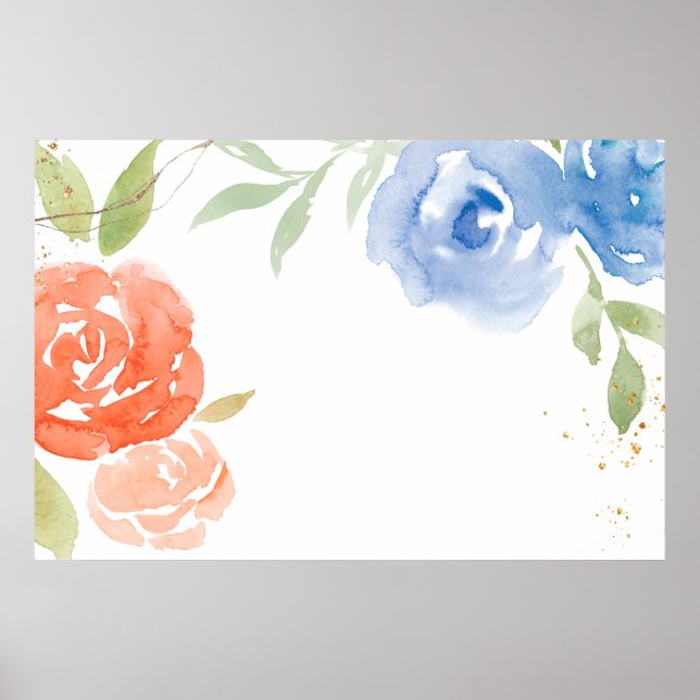 Poster Illustration arrière - plan du cadre rose bleu aqu (Devant)