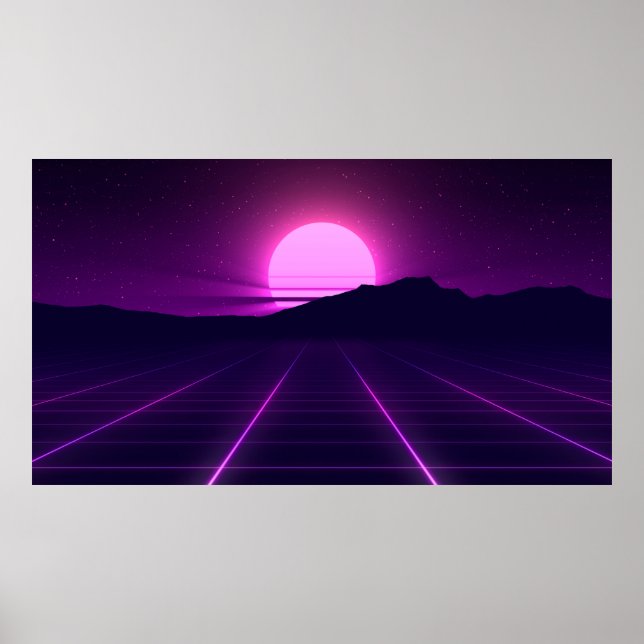 Poster Illustration Arrière - plan rétro des années 80 av (Devant)