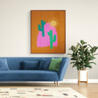 Illustration artistique colorée de Boho Desert Cac
