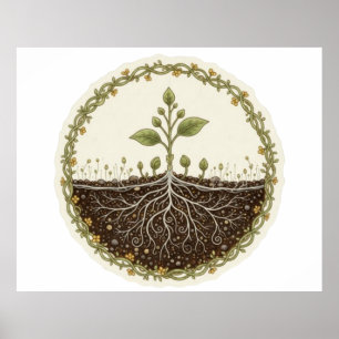 Poster Illustration artistique de plante botanique avec r