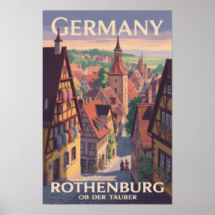Poster Illustration artistique de Rothenburg ob der Taube