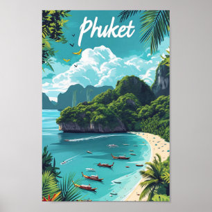 Poster Illustration artistique de voyage à Phuket Thaïlan