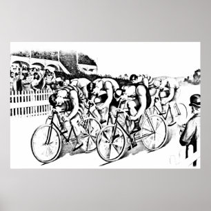 Poster Illustration Bicycle Race Art des années 1800