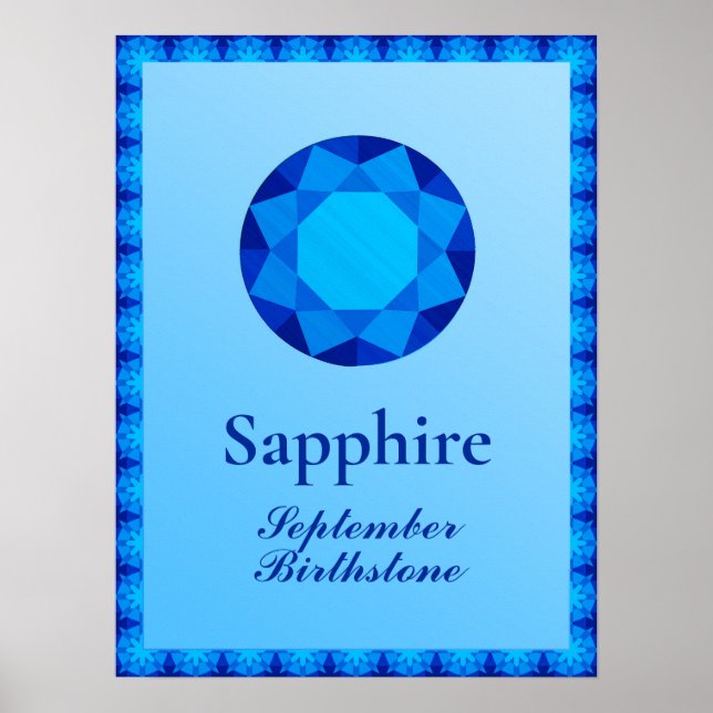 Poster Illustration Birthstone pour septembre - Sapphire (Devant)