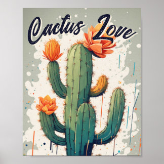 Poster Illustration Bloom Cactus Love