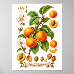 Poster Illustration Botanique Vintage d'Abricot