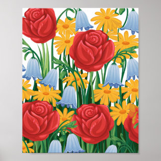 Poster Illustration brillante de l'affiche Fleurs