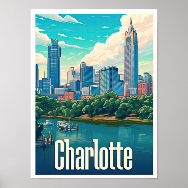 Poster Illustration Charlotte Art Vintage voyage (Devant)