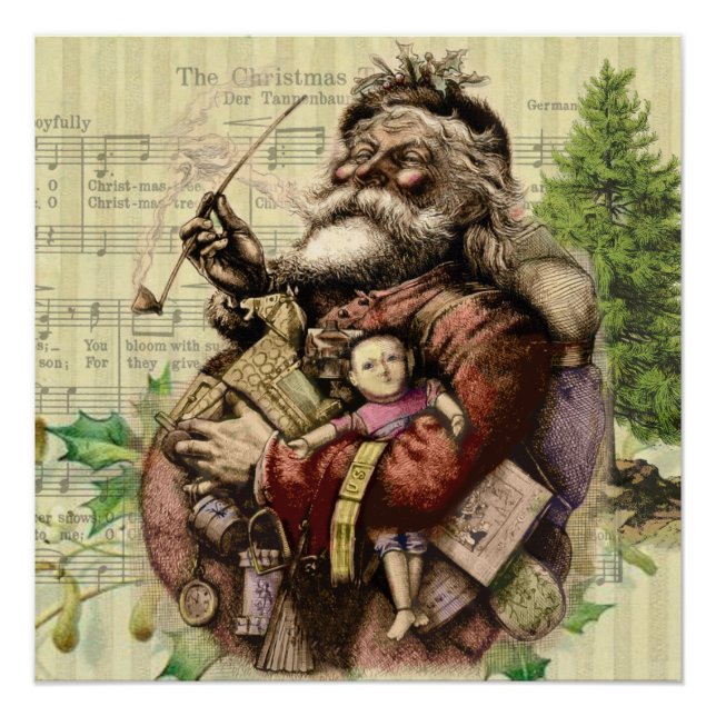 Poster Illustration classique de l'arbre du Père Noël joy (Devant)