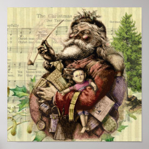 Poster Illustration classique de l'arbre du Père Noël joy