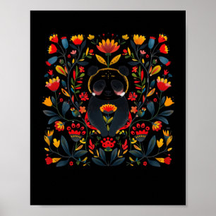 Poster Illustration Colorée D'Art Folk Avec Un Panda S