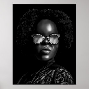 Poster Illustration cool Afro Beauty Portrait (AI+Human)