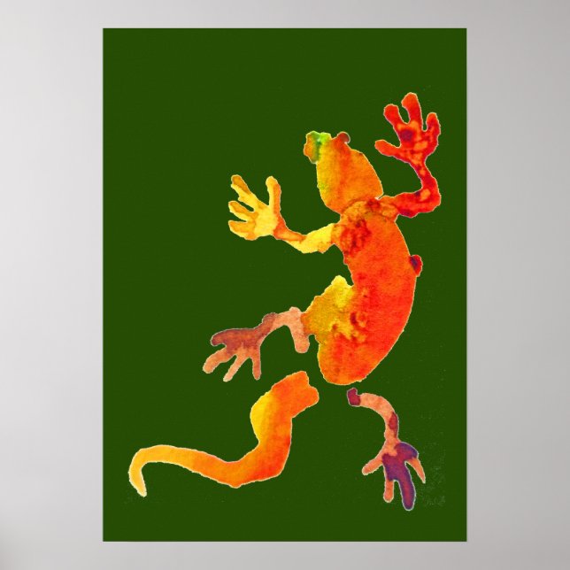 Poster Illustration couleur écoécologique gecko éco-coule (Devant)