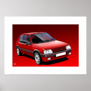 Poster Illustration d'affiche de Peugeot 205 GTI
