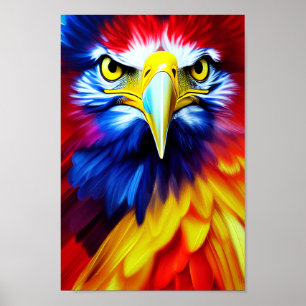 Poster Illustration d'aigle unique Art multicolore
