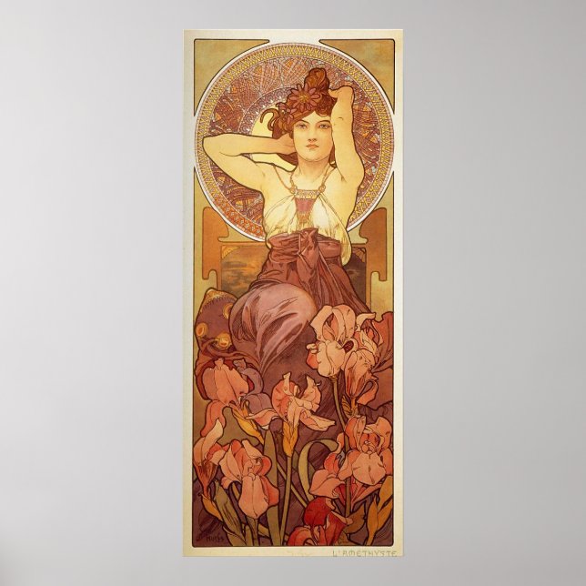 Poster Illustration d'Amethyst par Alphonse Mucha (Devant)