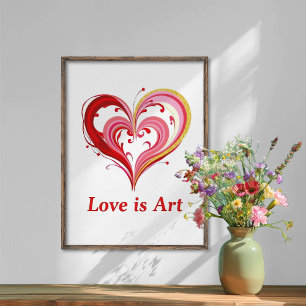 Poster Illustration d'amour du coeur coloré