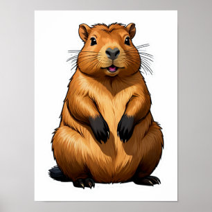 Poster Illustration d'animal de rongeur de Capybara migno