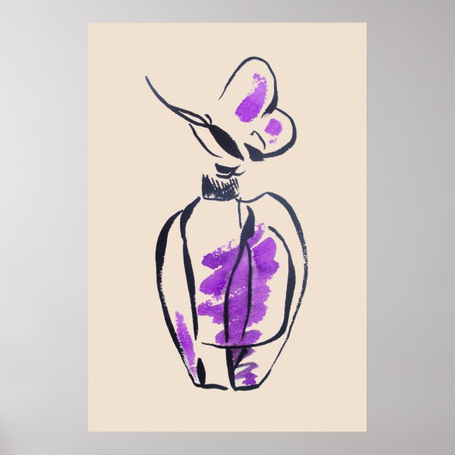 Poster Illustration d'aquarelle de mode de bouteille de p (Devant)