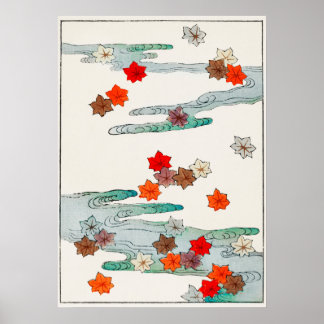 Poster Illustration d'automne et d'eau de Bijutsu Sekai