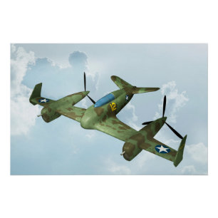 Poster Illustration d'aviation militaire de vol de warbir