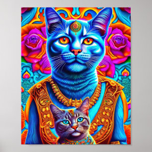 Poster Illustration de 2 chats bleus