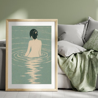 Poster Illustration de bain japonais | Bois japonais vint