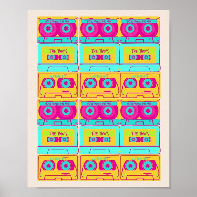 Poster Illustration de bande à cassette amusante Retro 80 (Devant)