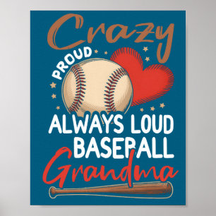 Poster Illustration de baseball Crazy Proud Always Loud
