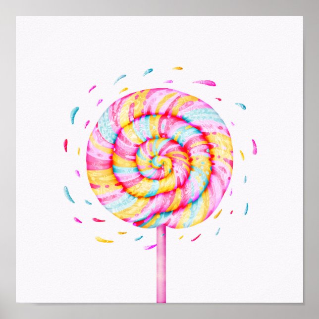 Poster Illustration de bonbons sucrés Lollipop (Devant)