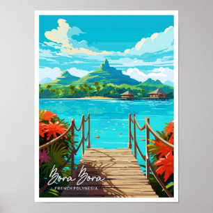 Poster Illustration de Bora Bora Vintage voyage