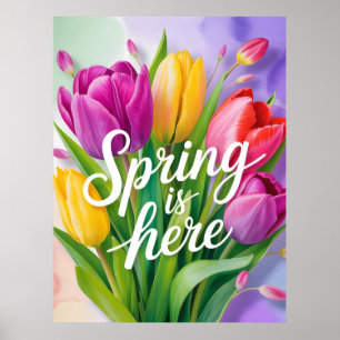 Poster Illustration de bouquet de tulipes "Le printemps e