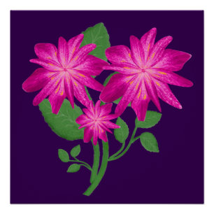Poster Illustration de bouquet floral rose   Dessin à la 