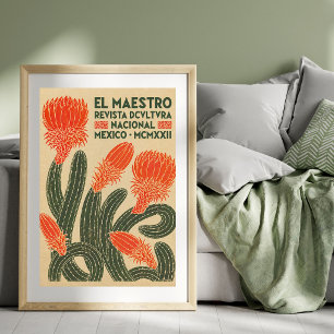 Poster Illustration de cactus vintage Art d'affiche mex