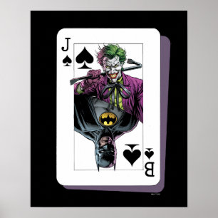 Poster Illustration de carte à jouer Joker et Batman Piqu